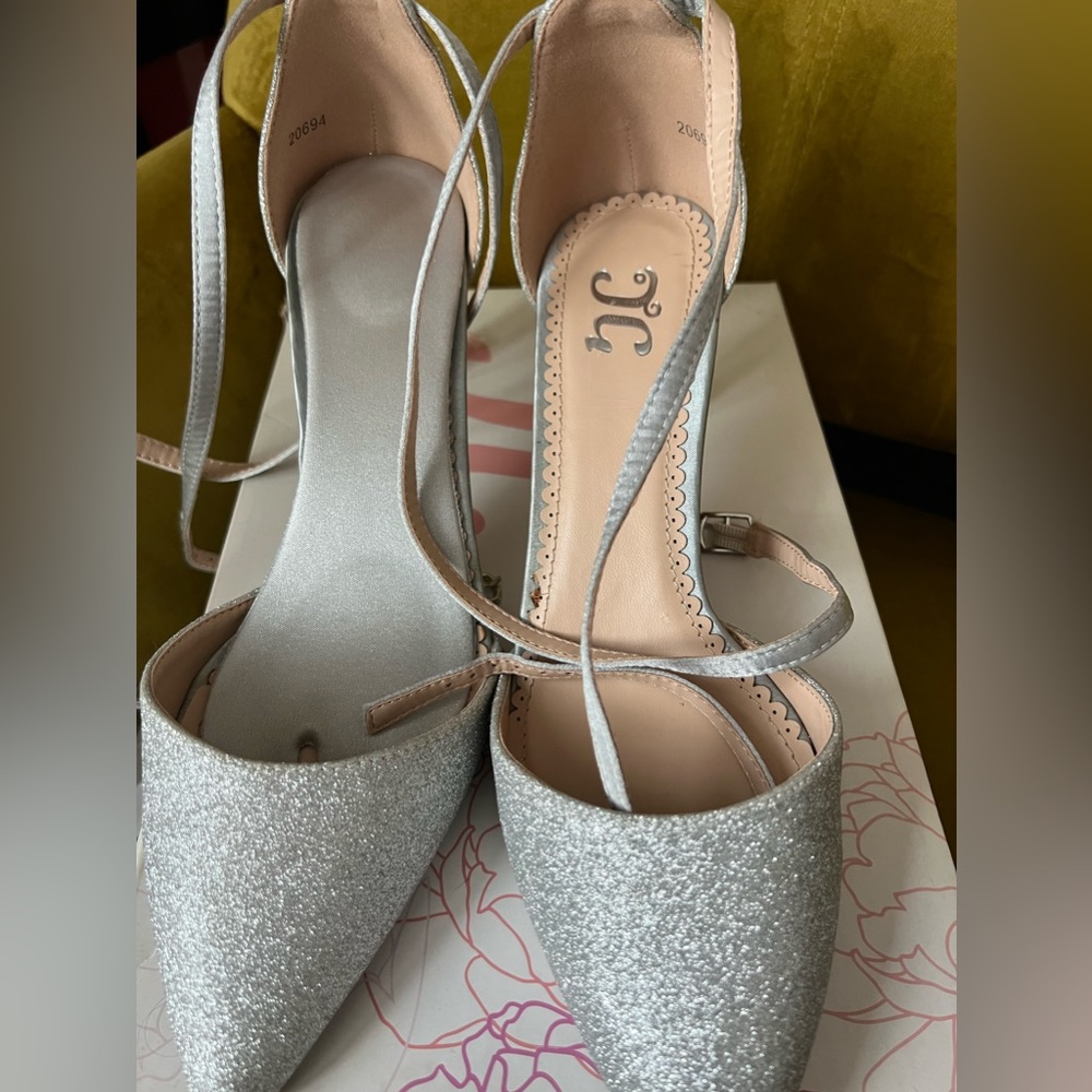 Silver glitter heels